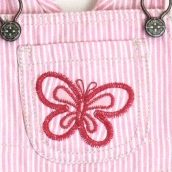 OshKosh Overall Dress Vetbak Pink & White Stripe Bibs B'Gosh Cottagecore Kids - Picture 7 of 10